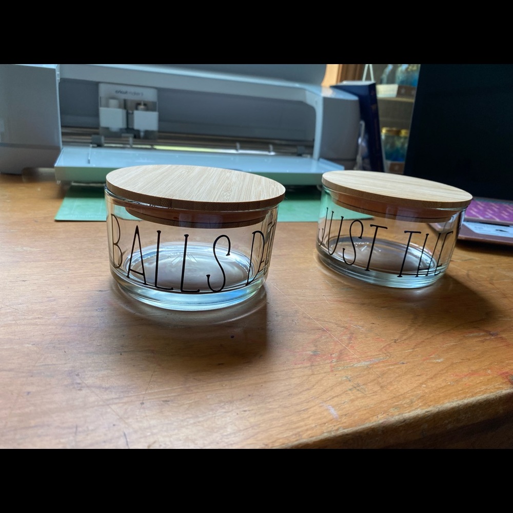 Funny Bathroom Set Of 2 Material Glass Stacking Canisters With Lids